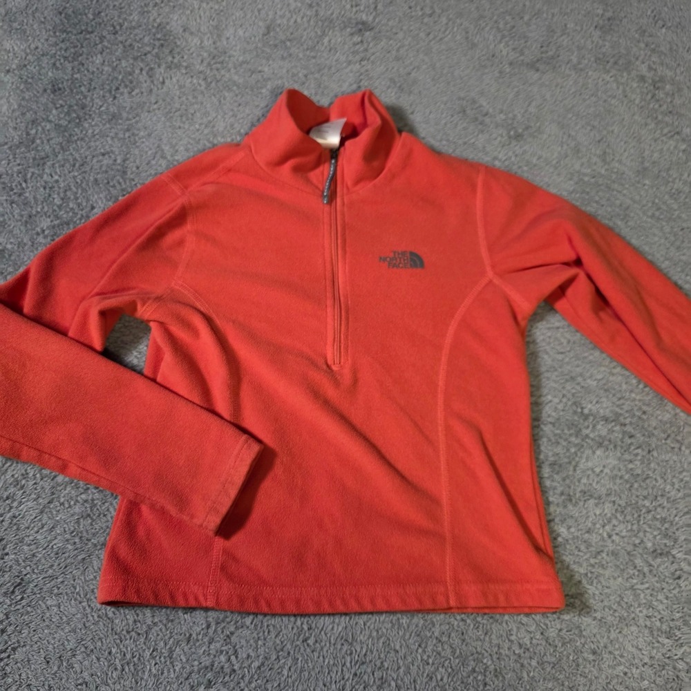 The North Face Kids S Orange Fleece Pullover Quarter Zip TKA 100 Lightweight Top